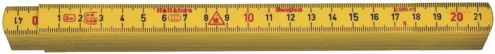MÅTTSTOCK 2M, GLASFIBER GUL MM I lager