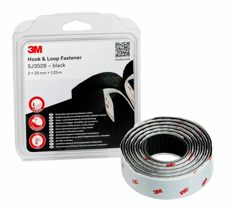 Populärt val 3M KARDBORRBAND SJ352B SVART 25MMX1,25M
