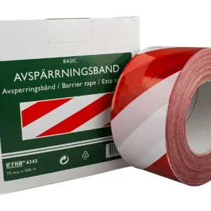 VARNINGSBAND I ASK RÖD/VIT 70MMX500M prisnedsättning